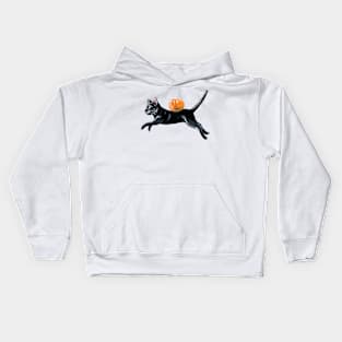 Leaping Halloween black cat Kids Hoodie